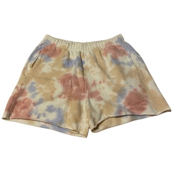 Champion Jogger Shorts Cotton Pockets Front Back Tie Dye Pastel Summer Lounge - Picture 2 of 5